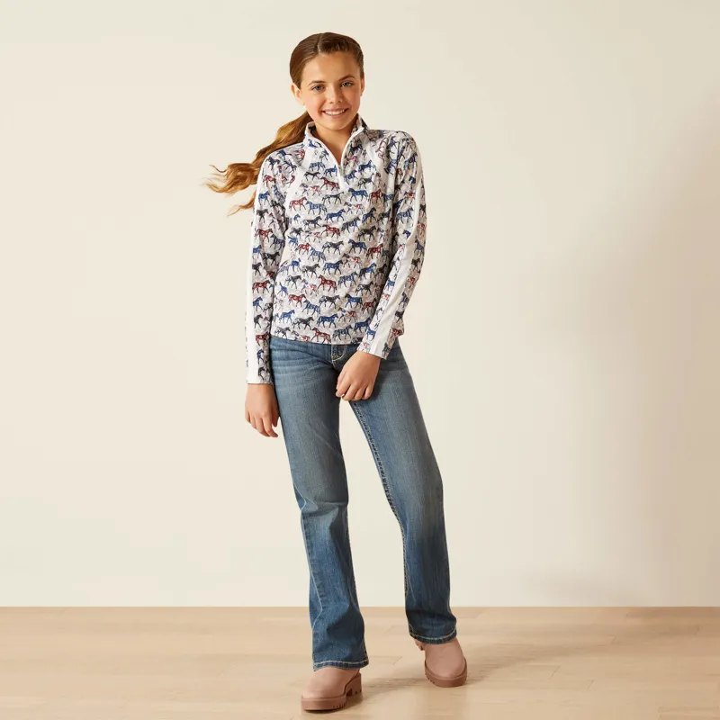 Ariat Youth Sunstopper 3.0 Longsleeve Baselayer - Painted Ponies-1