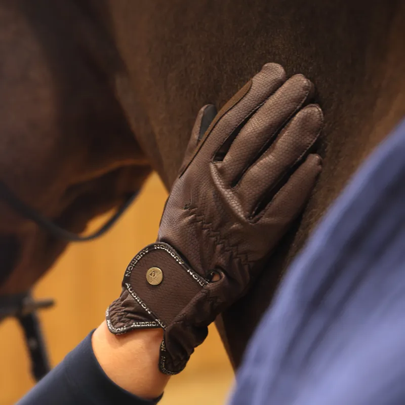 Aubrion Stadium FlexFit Riding Gloves - Brown-1