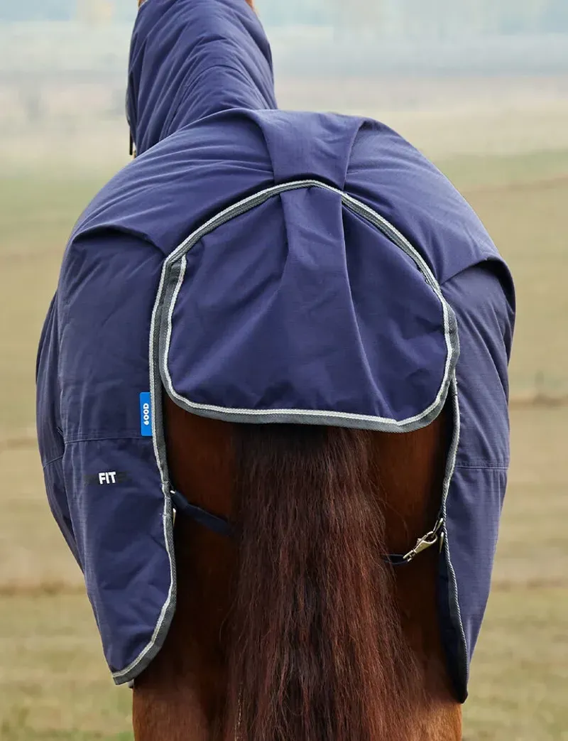 WeatherBeeta 220g ComFiTec Tyro Turnout Horse Rug Combo Neck in Navy/Charcoal-1