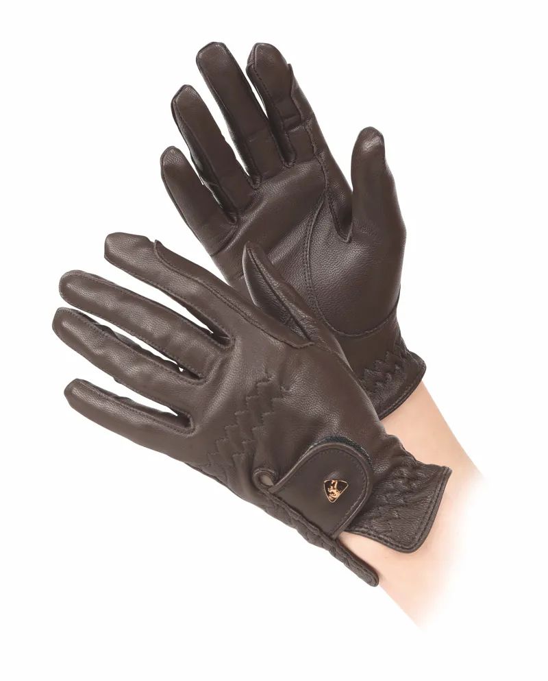 Aubrion Leather Riding Gloves - Brown