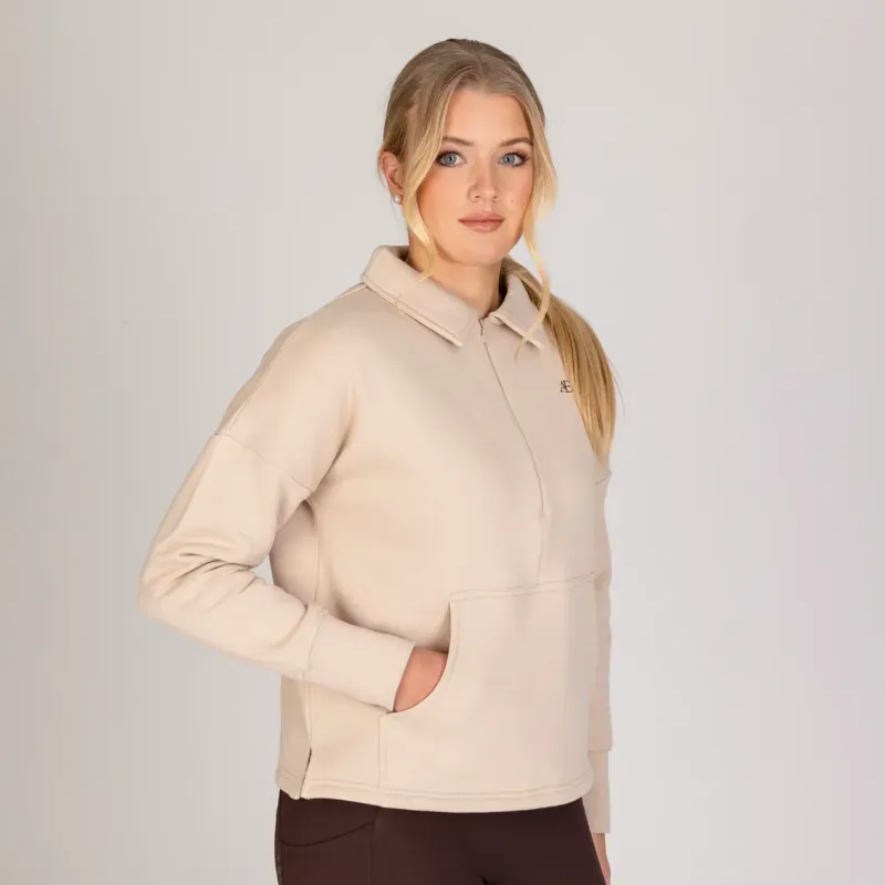 Aubrion Equestrian Quarter Zip Sweater in Oat