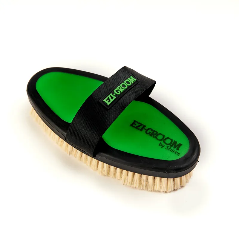 EZI-GROOM Grip Body Brush With Goat Hair - Lime Green Large