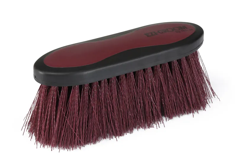 Ezi-Groom Large Grip Long Bristle Dandy Brush in Burgundy