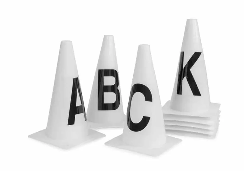 Shires Dressage Marker Cones - ABCEFHKM In White