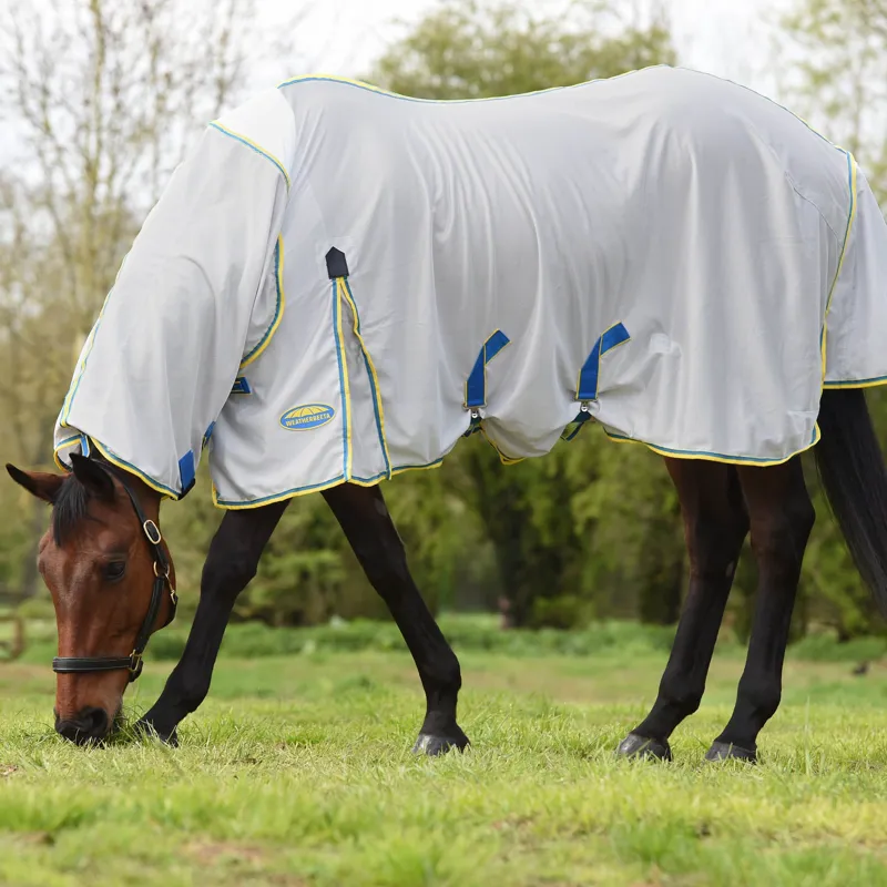 Weatherbeeta Comfitec Zephyr Plus Mesh Combo Neck Fly Rug - Silver/Blue/Lemon-1