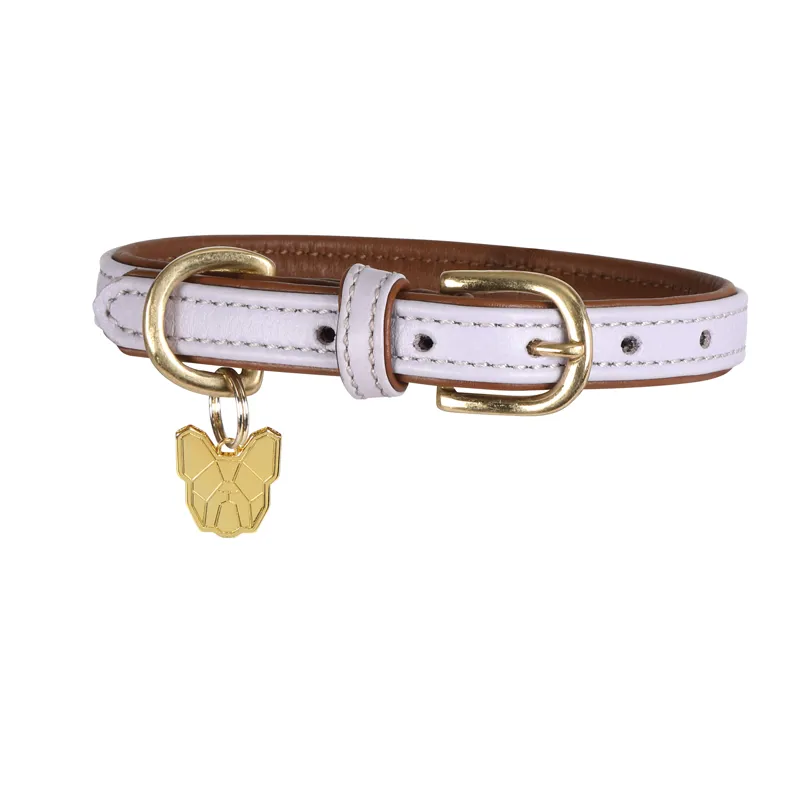 Digby and Fox Large Padded Leather Dog Collar in Lilac