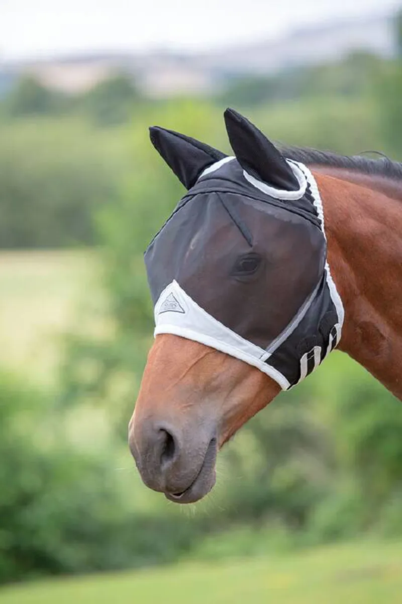 Shires Fine Mesh Fly Mask With Ears - Black