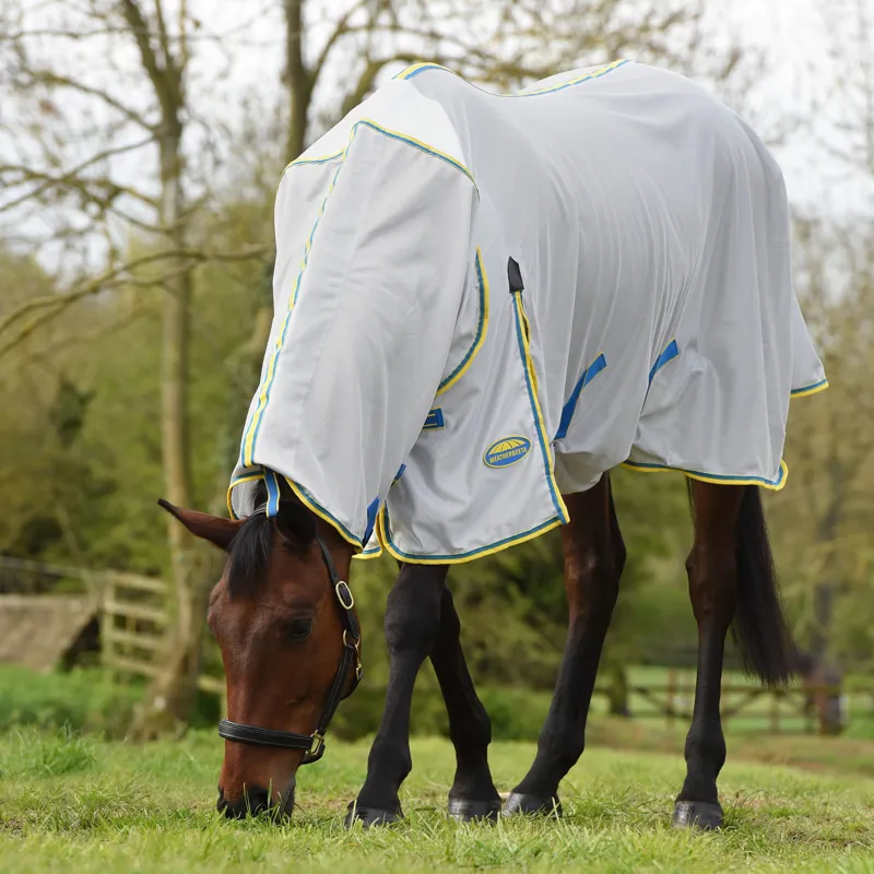 Weatherbeeta Comfitec Zephyr Plus Mesh Combo Neck Fly Rug - Silver/Blue/Lemon-2