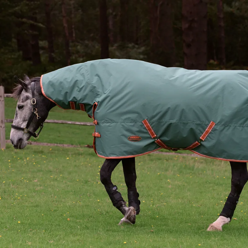 Weatherbeeta Comfitec Tyro Combo Neck Lite Turnout Rug 50g Plus - Green/Burnt Orange/White-2