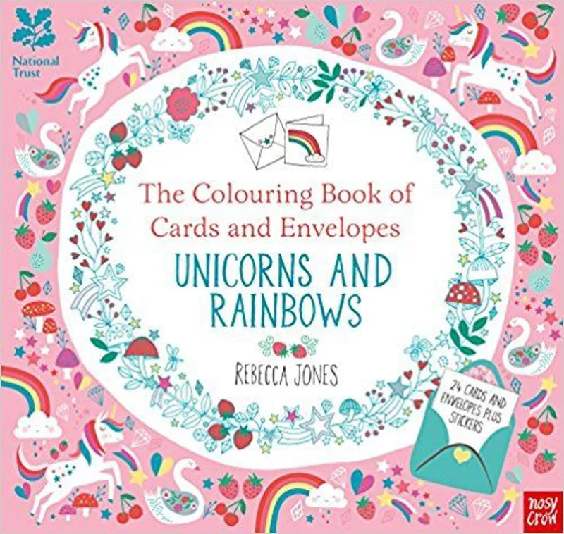 Colouring Book Of Cards And Envelopes: Unicorn And Rainbows