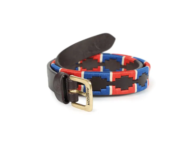 Aubrion Drover Skinny Polo Belt - Navy/Red