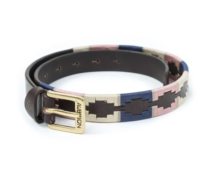Aubrion Drover Polo Belt in Navy/Pink/Natural