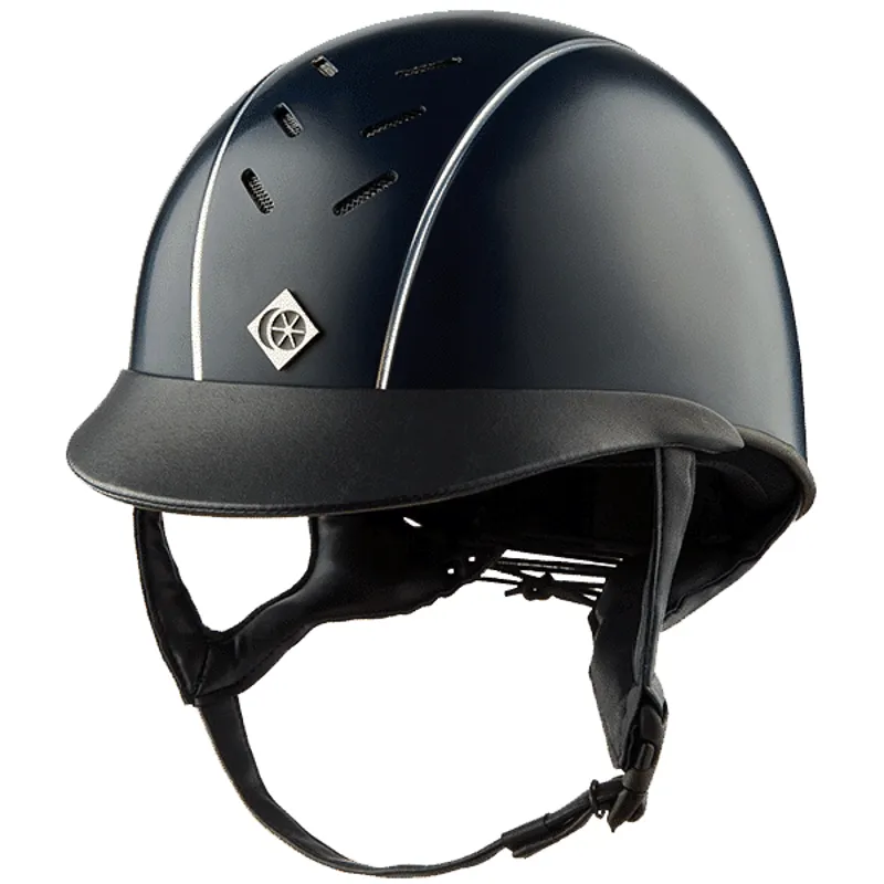 Charles Owen The Ayrbrush Helmet with Pinstripe Navy/Silver
