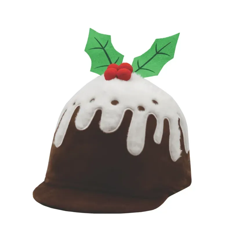 Equetech One Size Christmas Plum Pudding Hat Silk in Brown/White