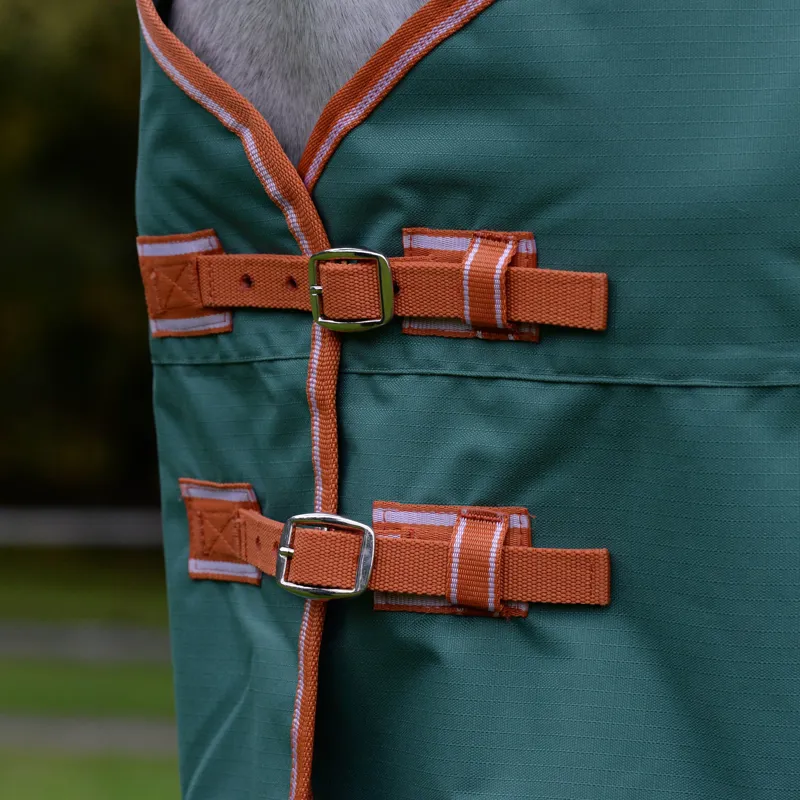 Weatherbeeta Comfitec Tyro Combo Neck Lite Turnout Rug 50g Plus - Green/Burnt Orange/White-7