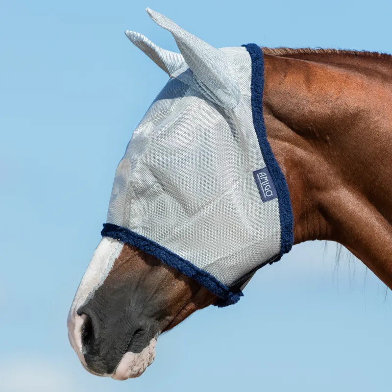 Amigo Fly Mask - Silver/Navy