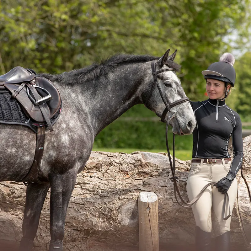 LeMieux Pom Hat Silk - Black/Grey-5