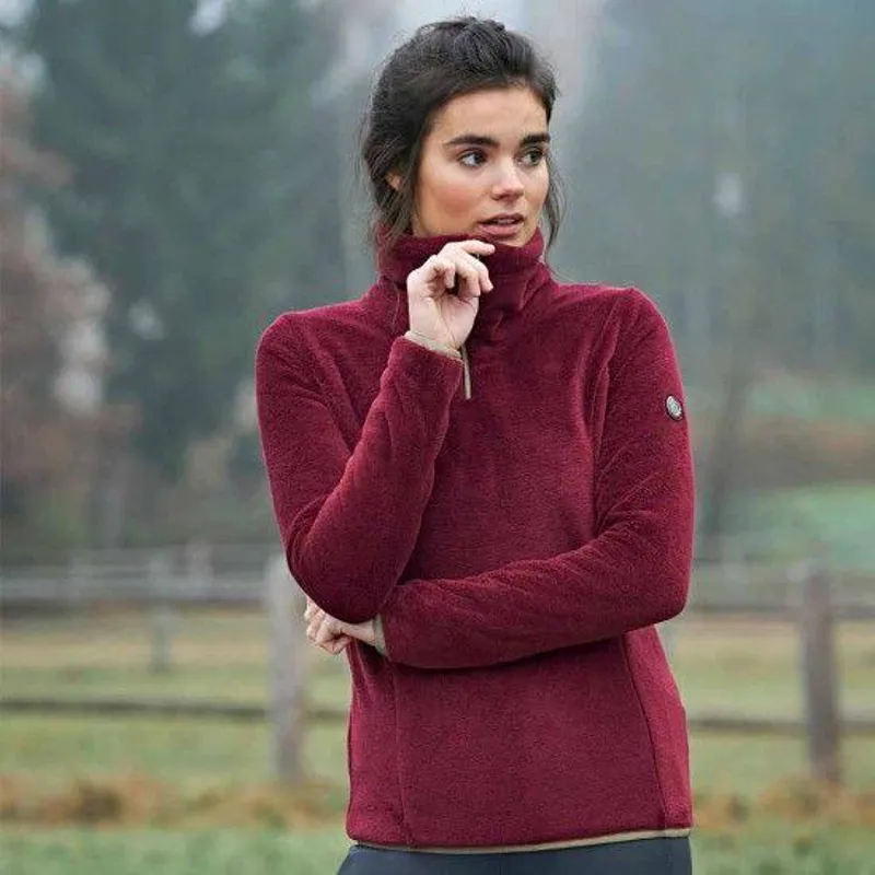 Covalliero Womens Sweater Teddy Fleece- Merlot