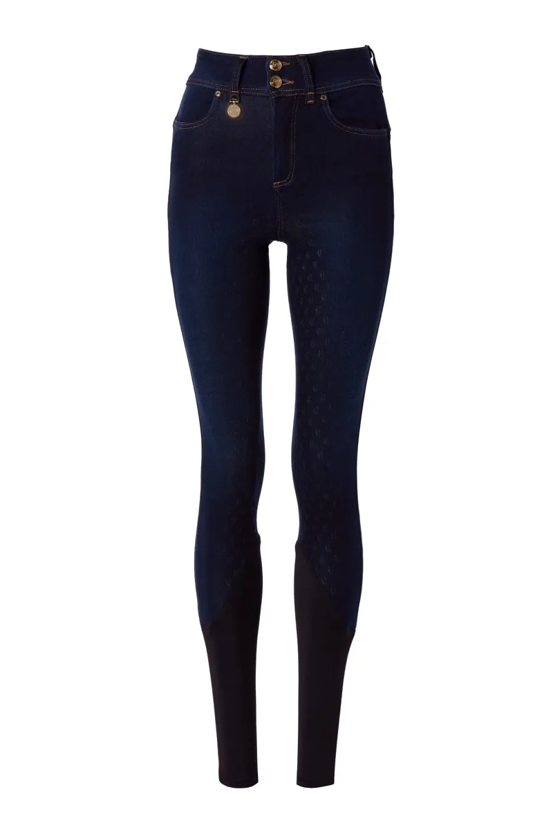 Holland Cooper Denim Thermal Full Grip Breeches - Dark Indigo-3