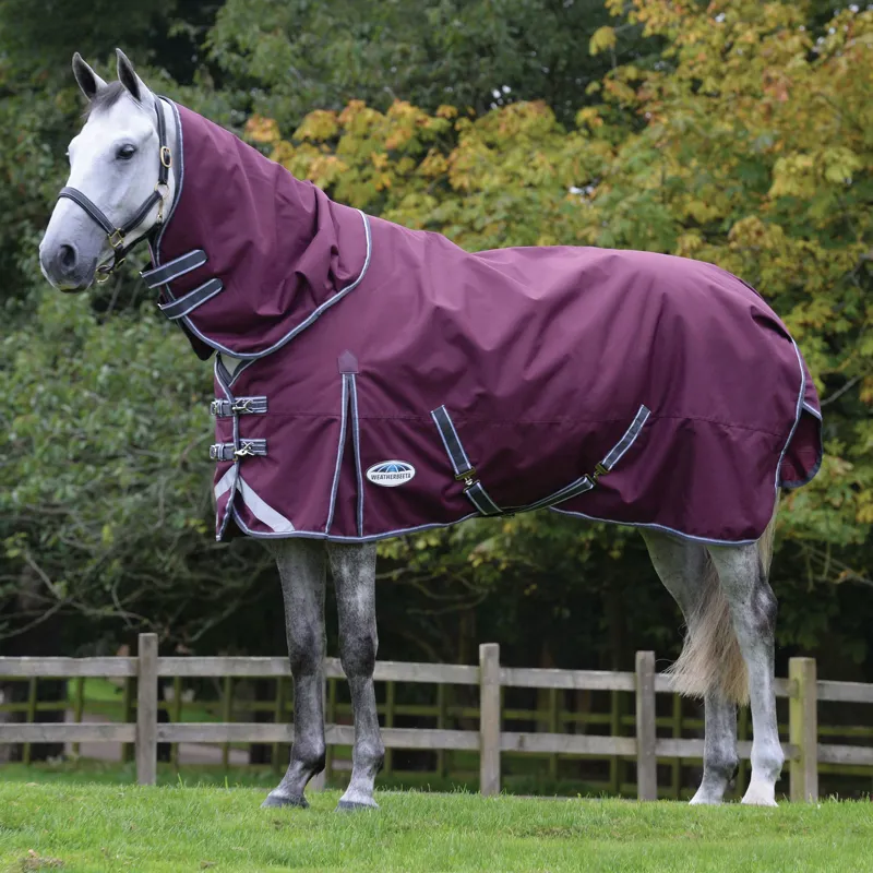 Weatherbeeta Comfitec Plus Dynamic II Detach-A-Neck Lite Turnout Rug - Maroon/Grey/White 0g