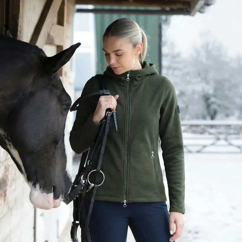 Equetech Ladies Contour Full Zip Hoodie in Alpine Green-2