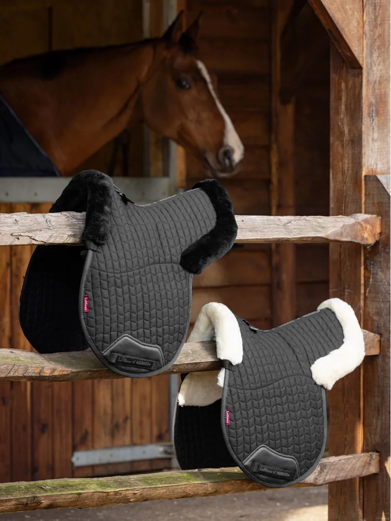 LeMieux Merino+ Half Lined GP Numnah - Black/Black-1