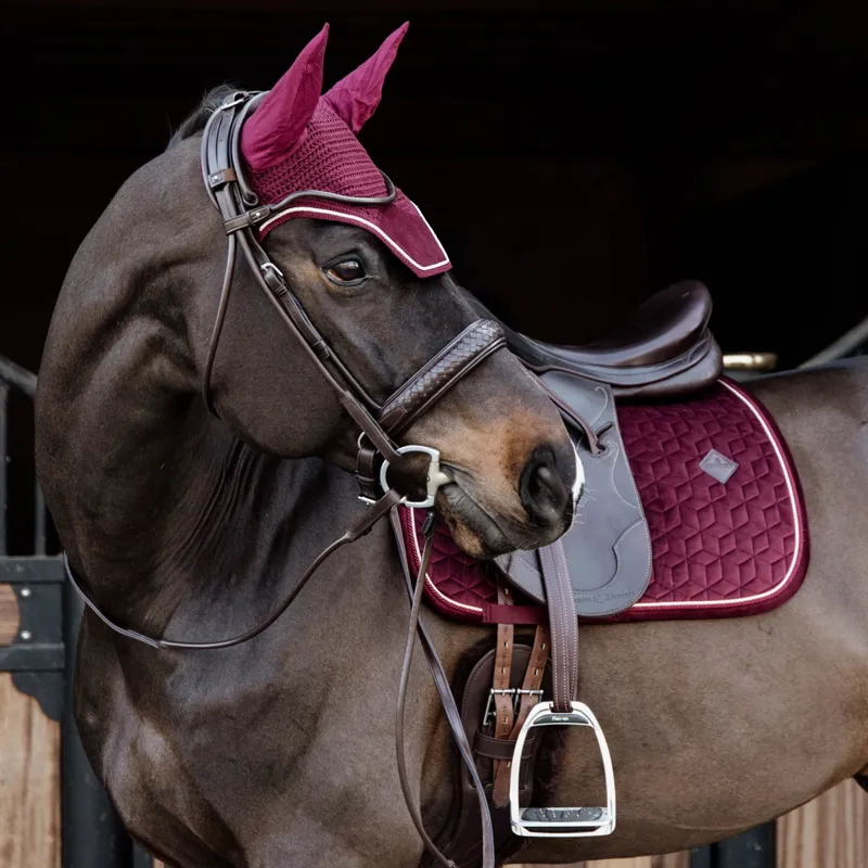 Kentucky Wellington Basic Velvet Fly Veil - Bordeaux - Full-3