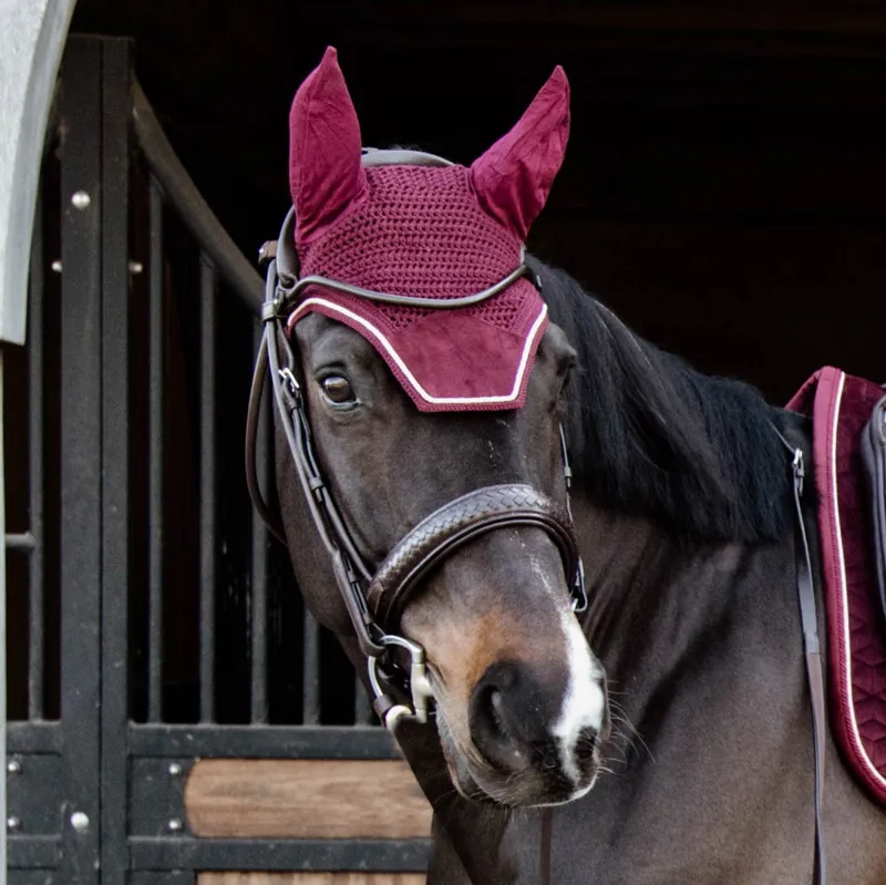 Kentucky Wellington Basic Velvet Fly Veil - Bordeaux - Full-1