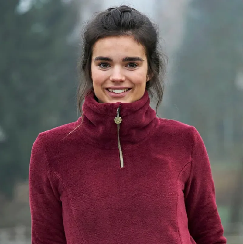 Covalliero Womens Sweater Teddy Fleece- Merlot-1