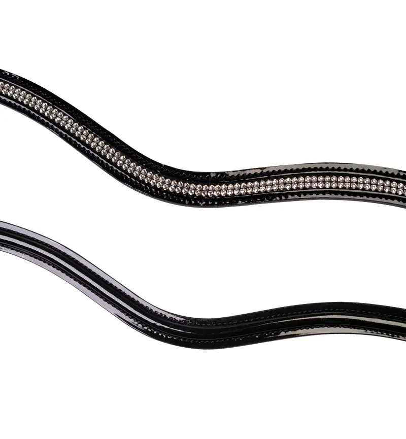 Fairfax Browband - Black Patent Raised and Stitched -1