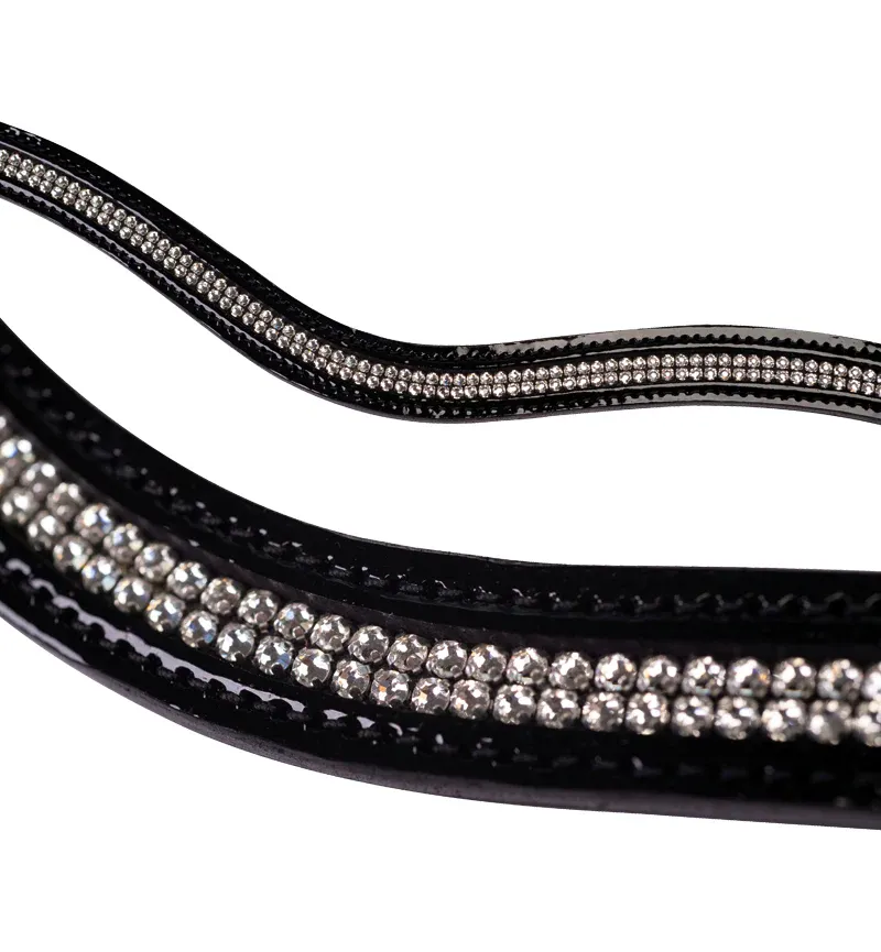 Fairfax Browband - Black Patent Diamonte 