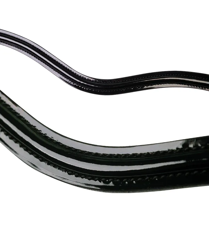 Fairfax Browband - Black Patent Raised and Stitched 