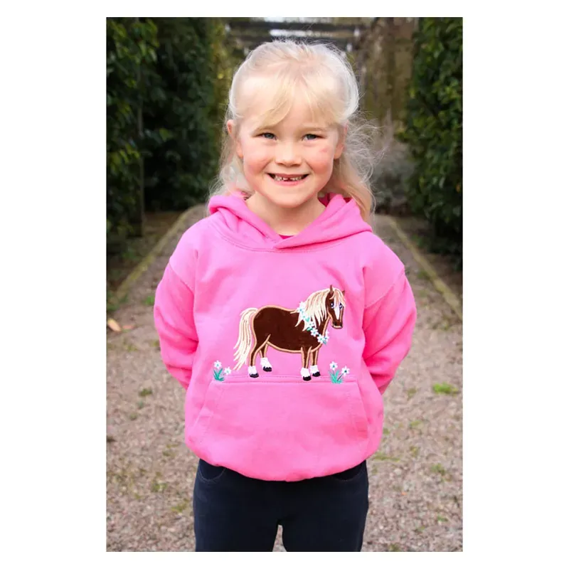 British Country Collection Flora Pony Childrens Hoodie in Candy Pink
