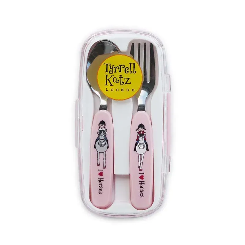 Hy Equestrian Tyrrell Katz 2 Piece Horse Cutlery Set in Pink
