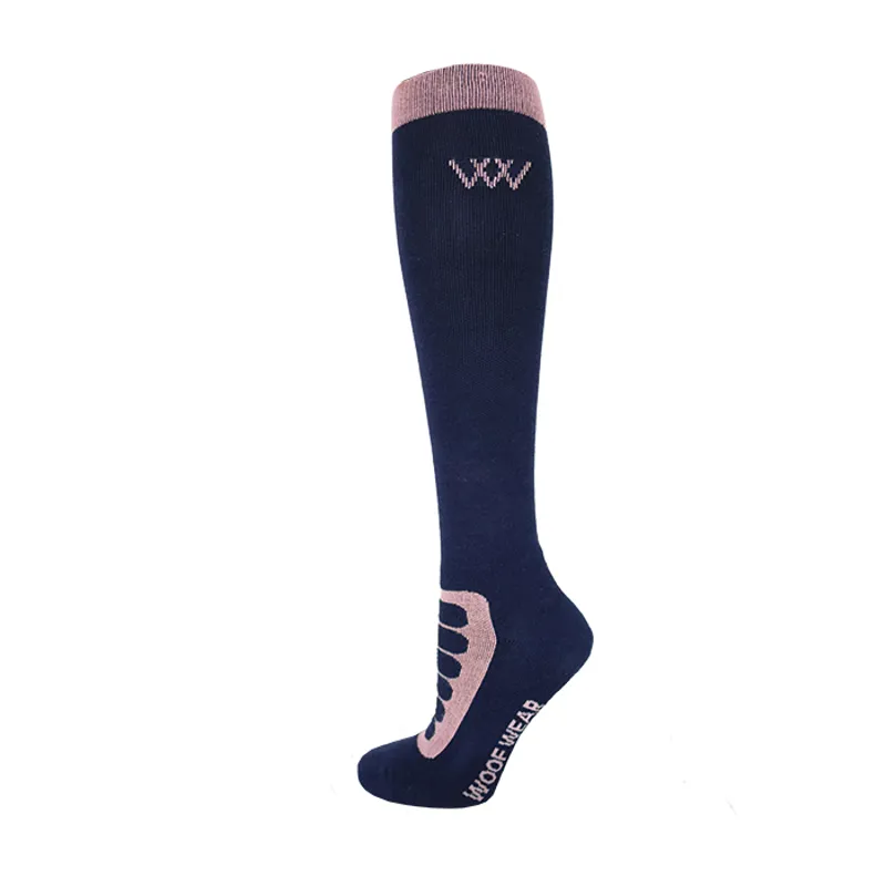 Woof Wear Long Bamboo Tech Riding Socks - Navy/Rose