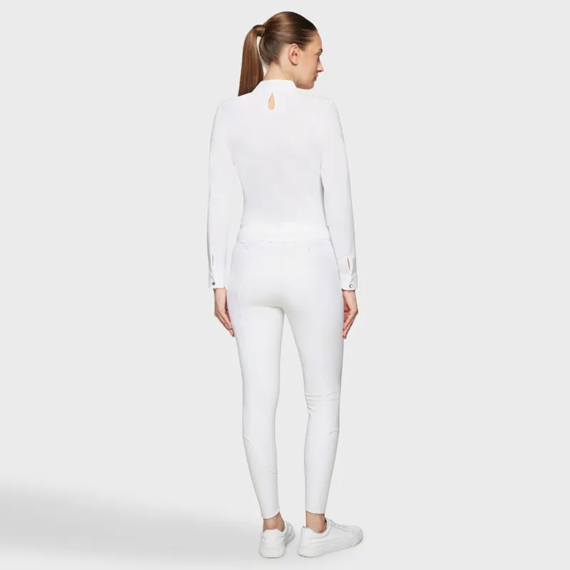 SamShield Delice Flower Embroidery Knee Grip Breeches - White-2