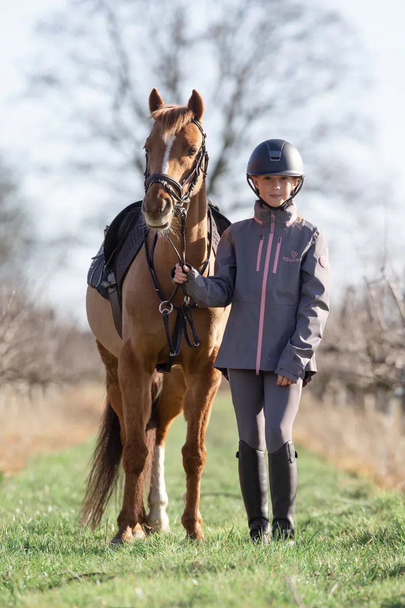 Equidry Girls Varsha Jacket - Charcoal and Pink-1