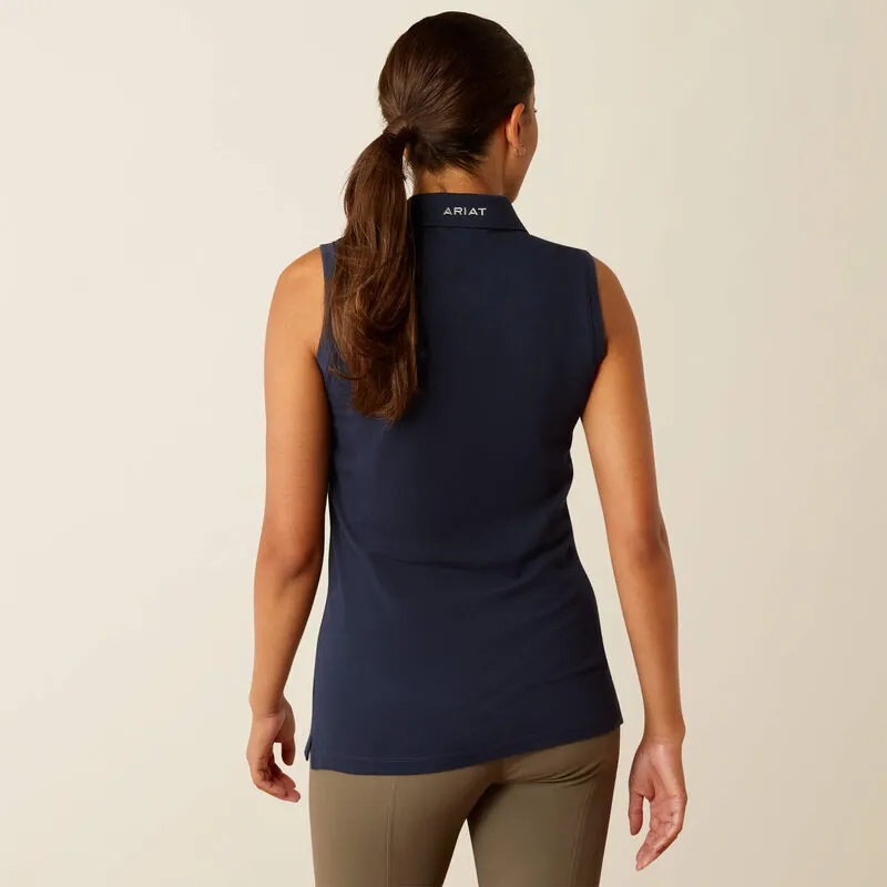 Ariat Womens Prix 3.0 Sleeveless Polo - Navy-2