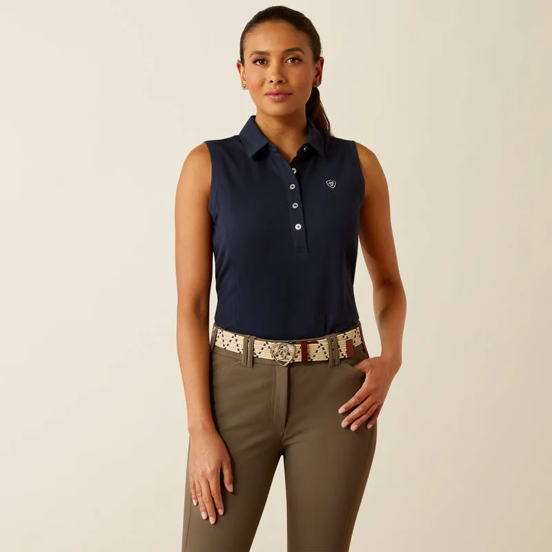 Ariat Womens Prix 3.0 Sleeveless Polo - Navy-1