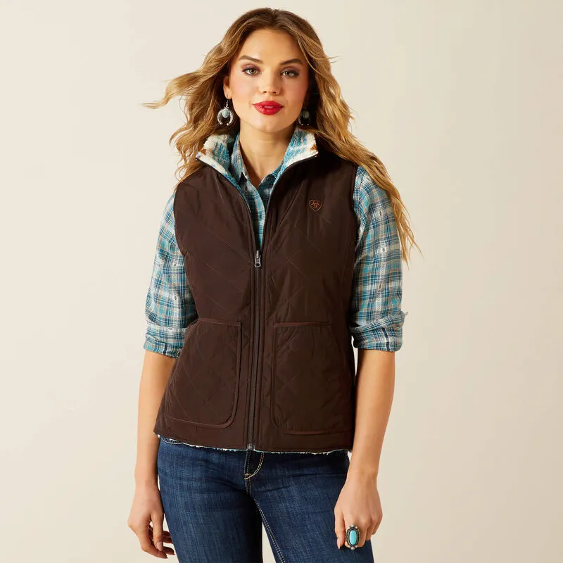 Ariat Womens Dilon 2.0 Insulated Reversible Vest - Mole-3
