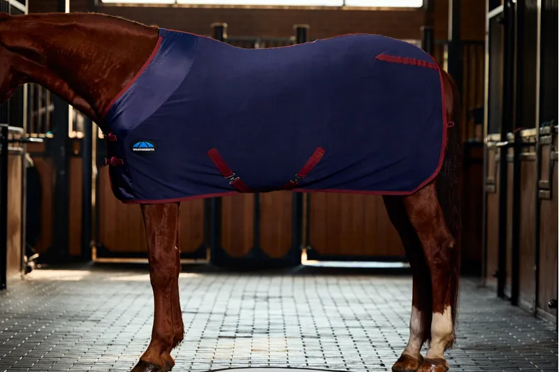 Weatherbeeta Anti-Static Fleece Cooler Standard - Navy/Burgundy-2