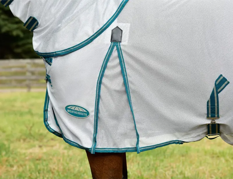 Weatherbeeta ComFiTec Zephyr Plus Mesh Combo Neck Fly Rug - Silver/Teal/ Green Stone-10