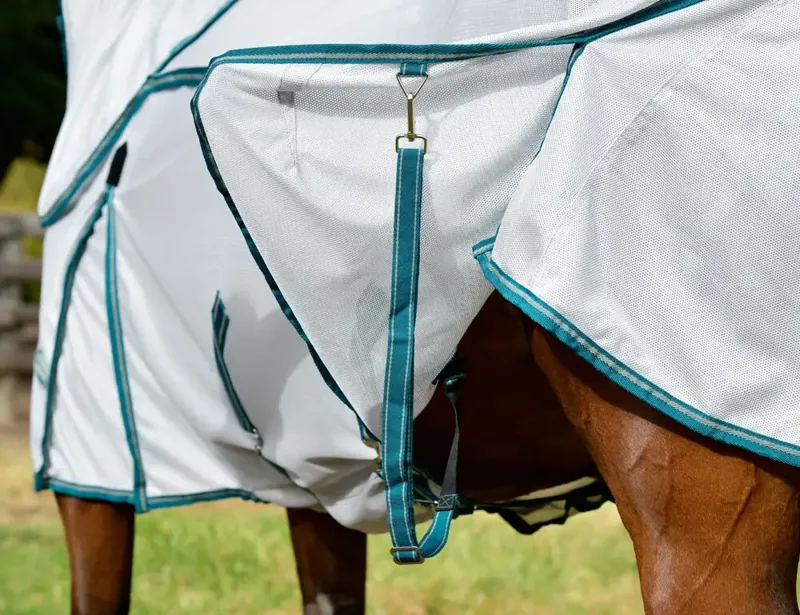 Weatherbeeta ComFiTec Zephyr Plus Mesh Combo Neck Fly Rug - Silver/Teal/ Green Stone-4