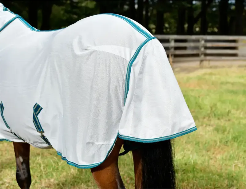 Weatherbeeta ComFiTec Zephyr Plus Mesh Combo Neck Fly Rug - Silver/Teal/ Green Stone-3