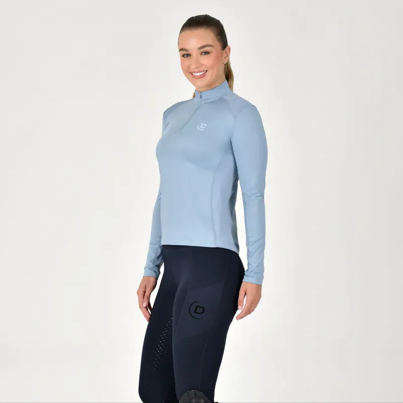 Dublin Ladies Breathable Long Sleeve Riding Top - Fog Blue-1