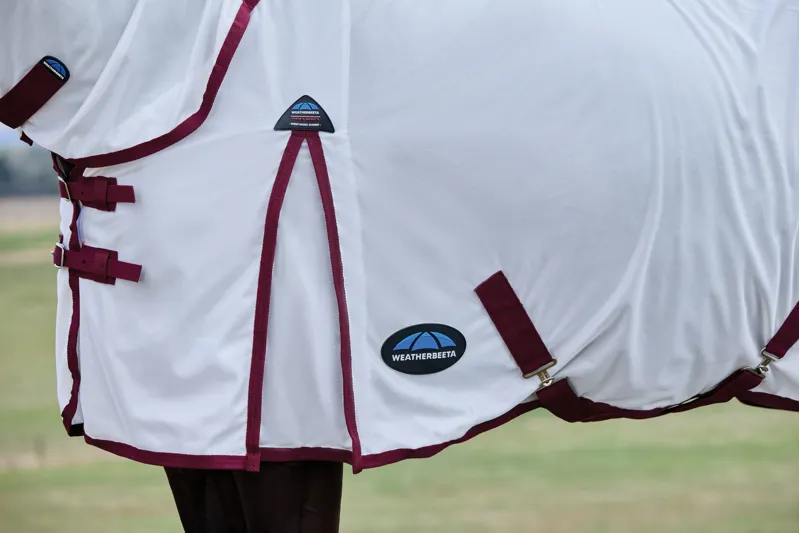 Weatherbeeta Comfitec Essential Fly Sheet Combo - White/Burgundy-2