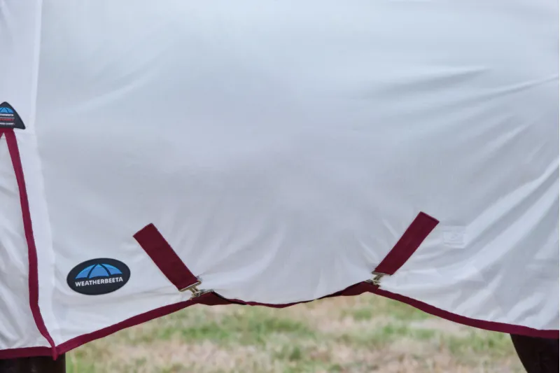 Weatherbeeta Comfitec Essential Fly Sheet Combo - White/Burgundy-3
