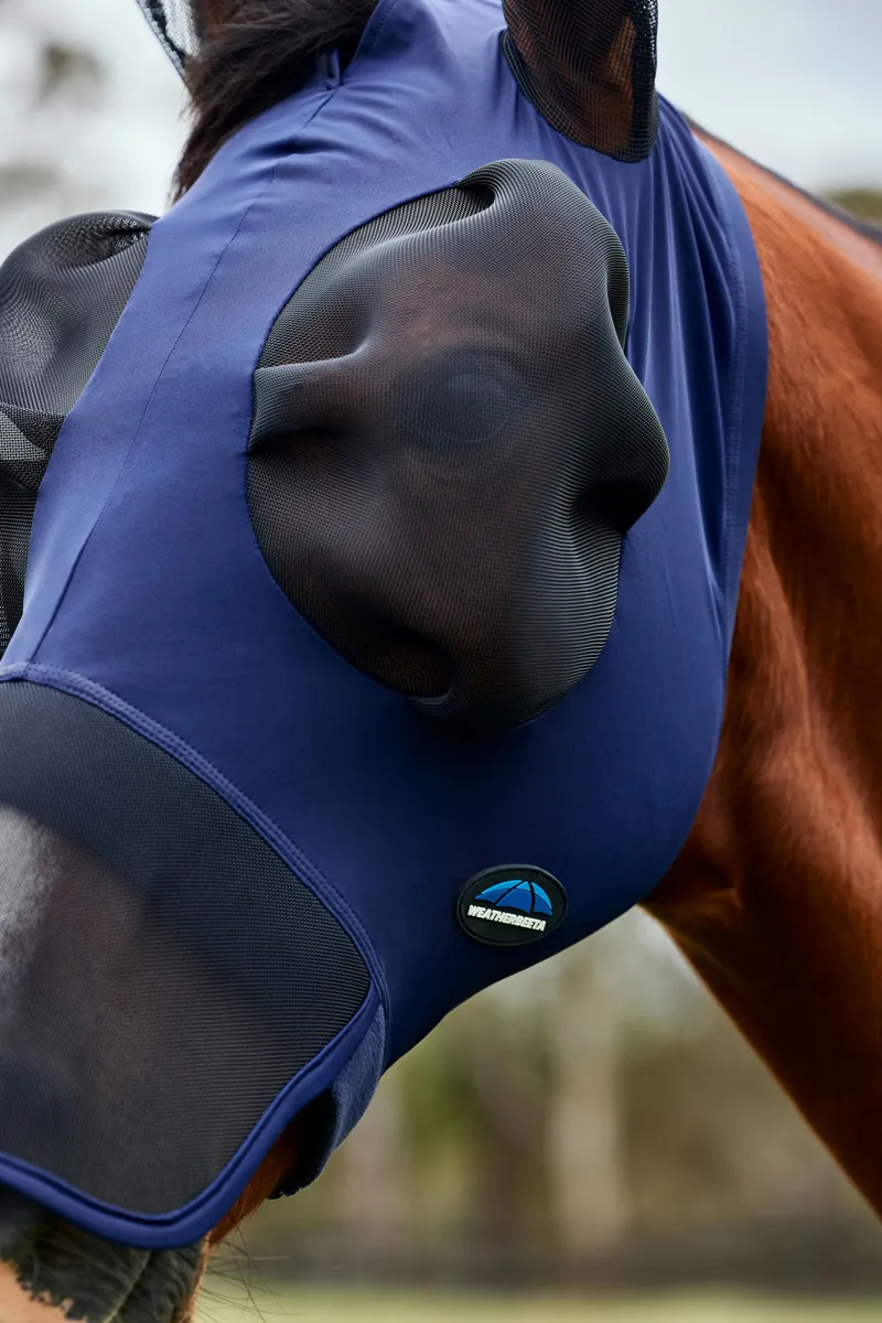 Weatherbeeta Comfitec Luxe Stretch Fly Mask With Ears and Nose - Navy/Black-1