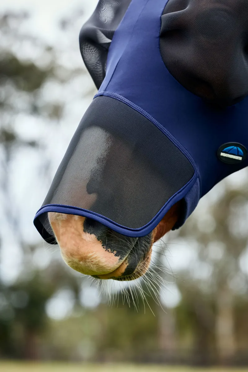 Weatherbeeta Comfitec Luxe Stretch Fly Mask With Ears and Nose - Navy/Black-2
