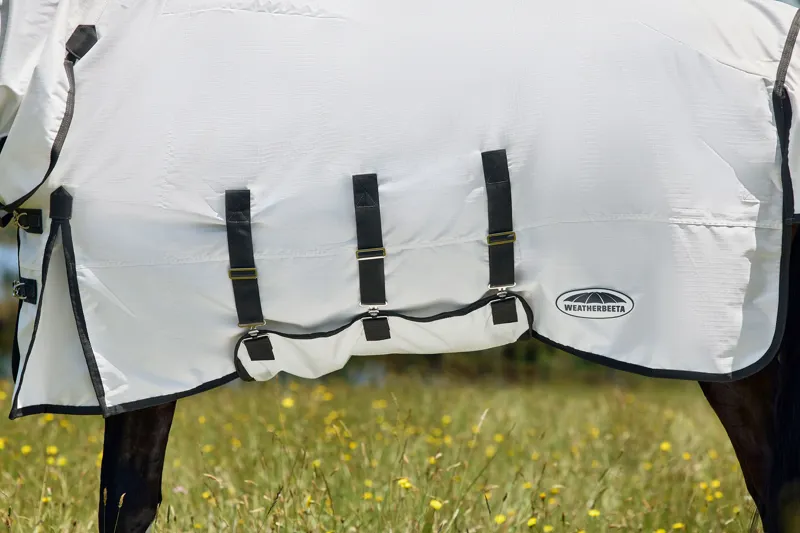 Weatherbeeta Comfitec Sweet Itch Fly Sheet Combo - White/Charcoal-2